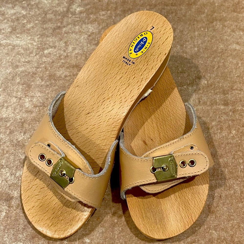 Dr. Scholls The Original Leather Slide Wooden Exercise Sandals 7